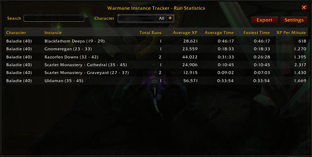Warmane AddOns – Instance Tracker: dungeon run statistics
